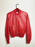 Vintage Red Leather Bomber Jacket