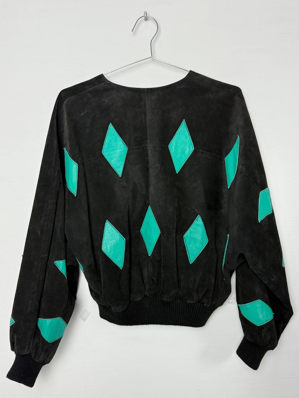 Michel Robs Black Jacket with Turquoise Leather Diamonds