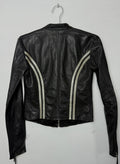 Guess Leather Jacket Silver Stripe