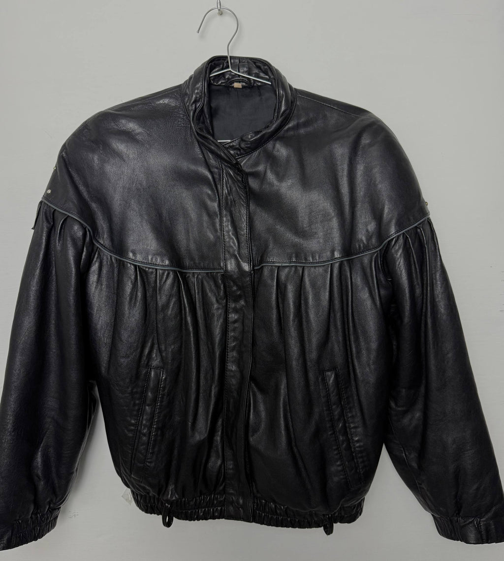Black Leather Bomber Jacket