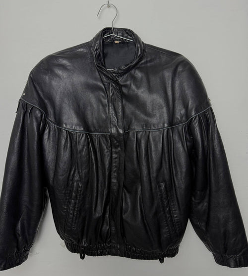 Black Leather Bomber Jacket
